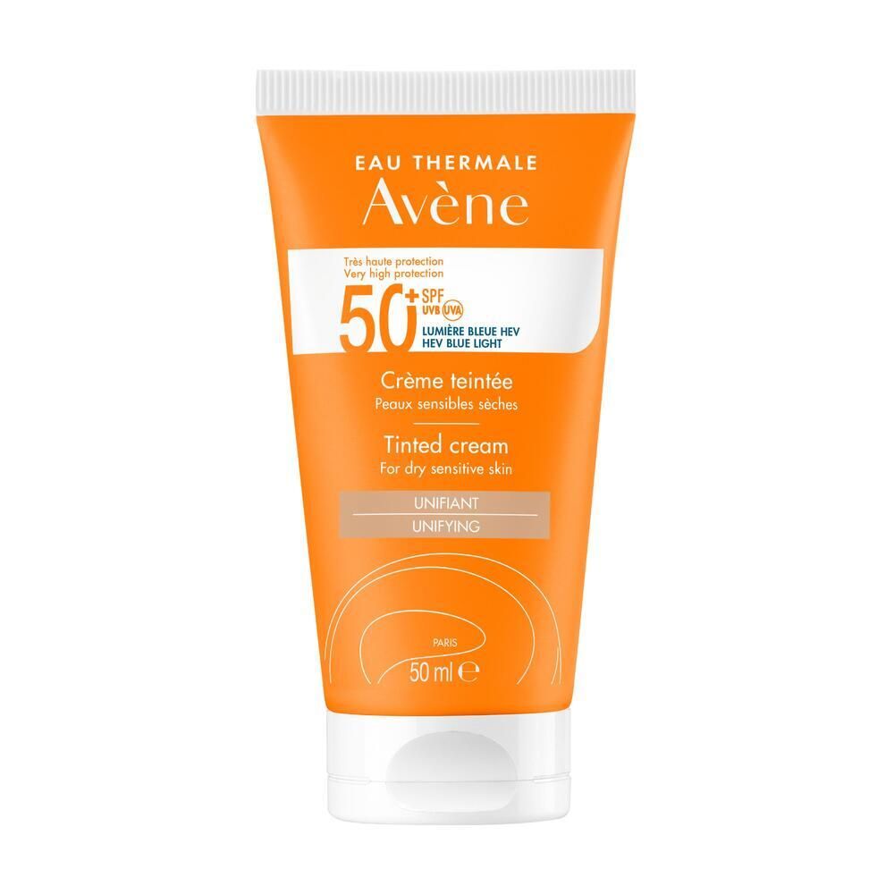 Avène Solaire - Crème teintée SPF50+ UVB UVA Lumière Bleue HEV avec parfum (50 ml)