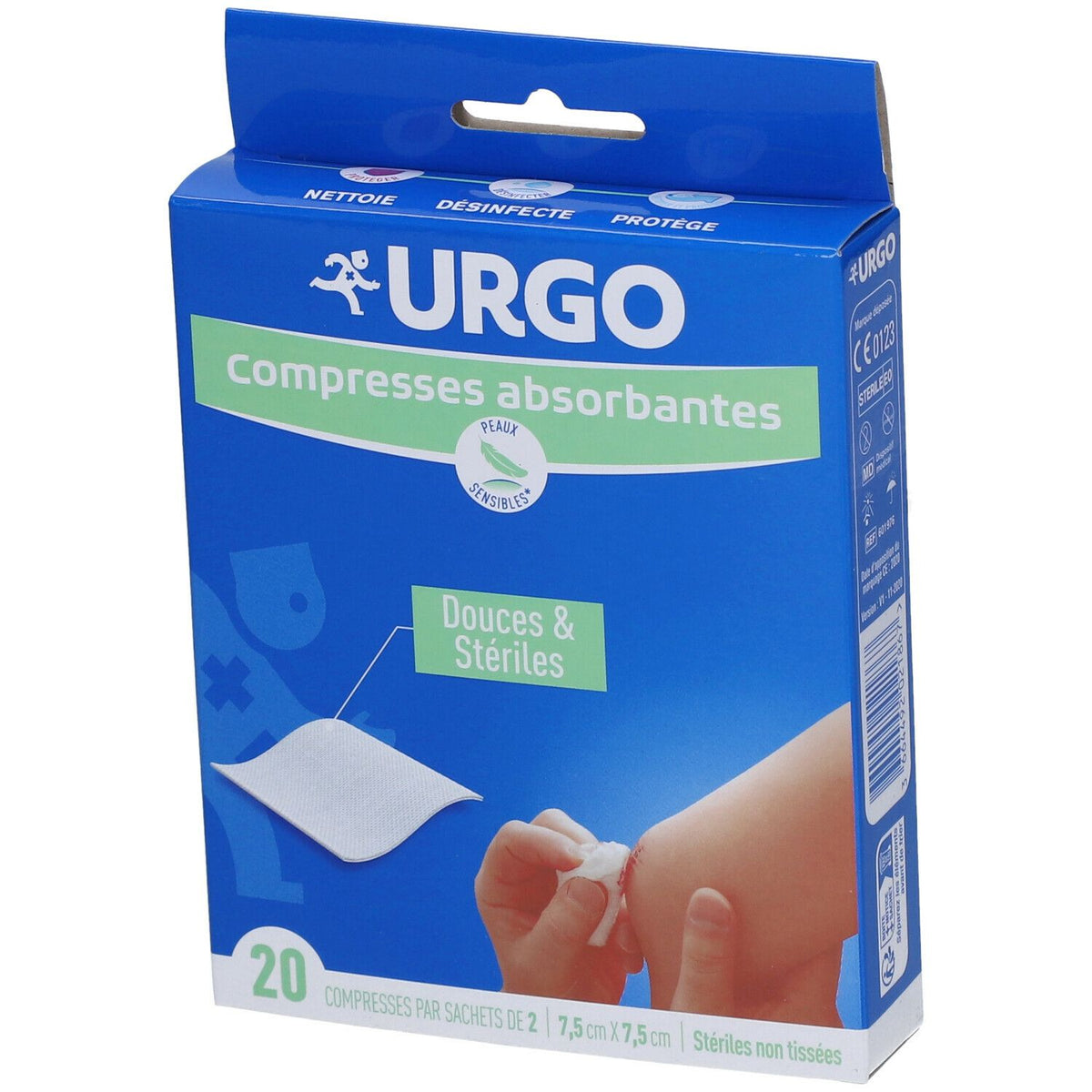 URGO Compresses Absorbantes Douces & Stériles NT 7,5 x 7,5 cm (20 pièces)