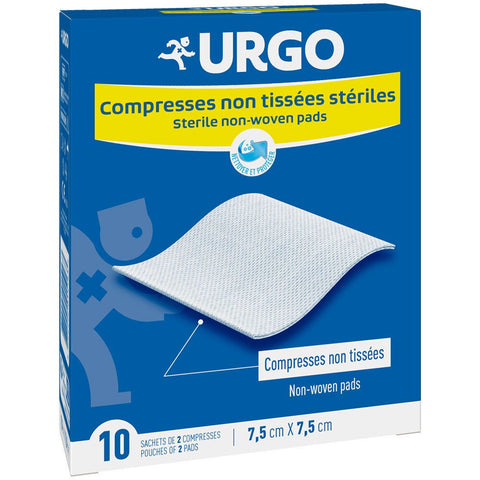 URGO Compresses stériles non-tissées 7,5 cm x 7,5 cm (10 pièces)