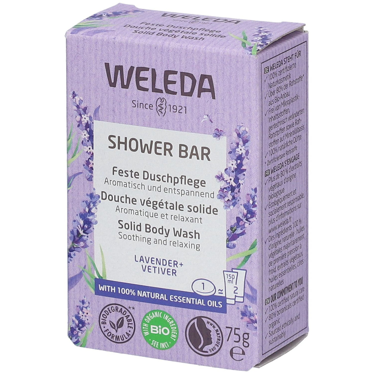WELEDA Bio Douche Végétale Solide Lavande & Vétiver (75 g)