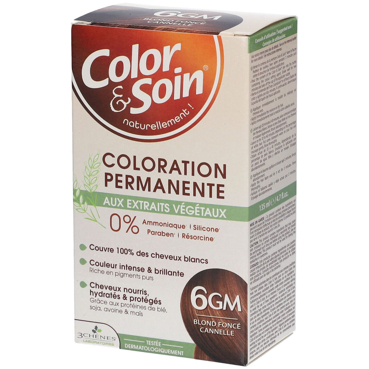 Les 3 Chênes Color & Soin Coloration 6GM Blond Foncé Cannelle (135 ml)