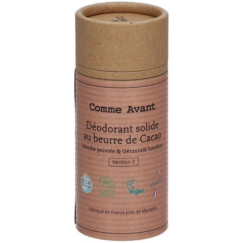 Comme Avant Déodorant solide au beurre de cacao - Menthe poivrée & Géranium Bourbon (50 g)