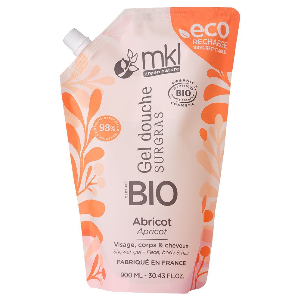MKL gel douche abricot bio éco-recharge (900 ml)