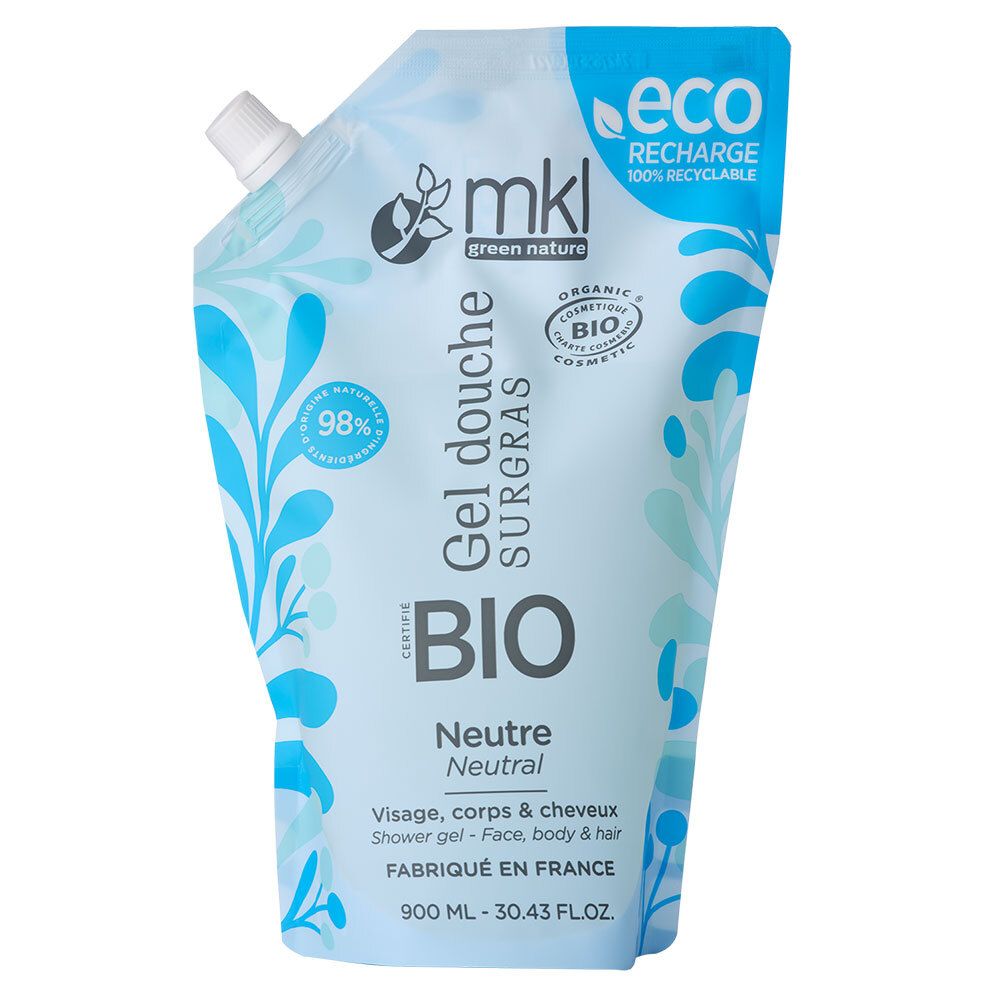MKL Gel Douche Surgras Bio - Neutre - Eco-Recharge (900 ml)