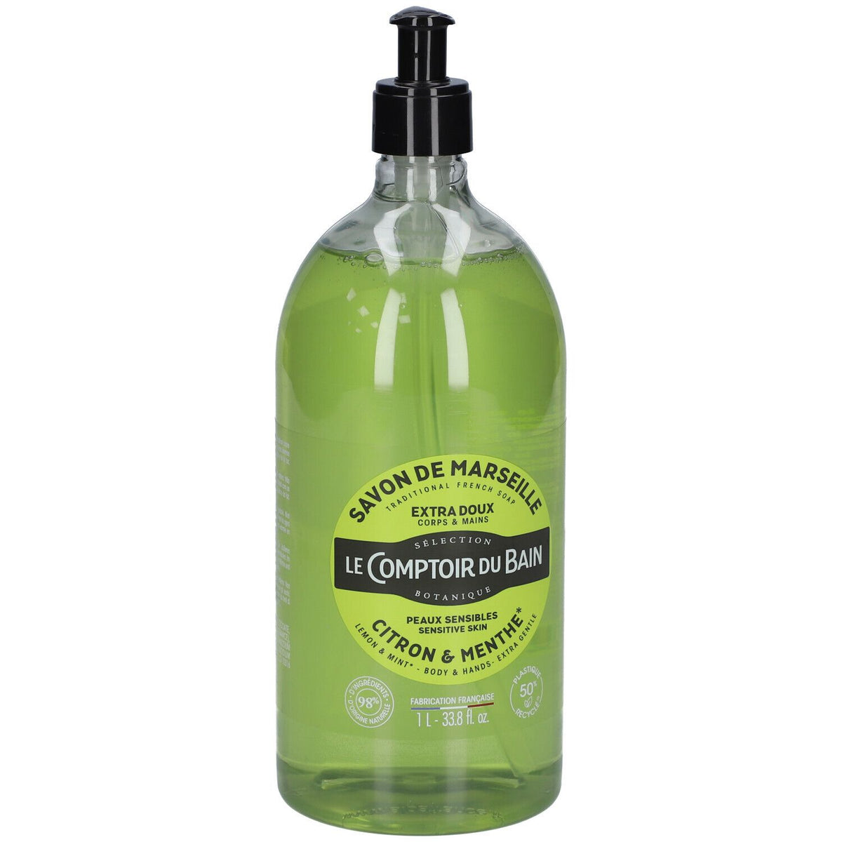 Le Comptoir du Bain Savon Traditionnel de Marseille Citron Menthe — 1000 ml