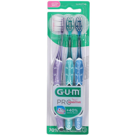 GUM PRO SENSITIVE Brosse à dents ultra soft 510 (3 pièces)