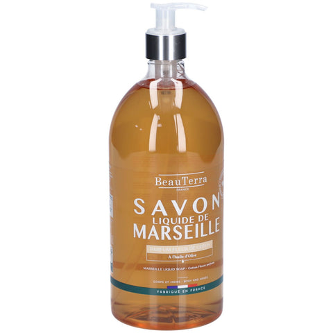 BeauTerra Savon liquide de Marseille Fleur de coton (1000 ml)