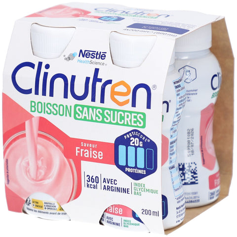 Nestlé Clinutren Boisson Sans Sucres Fraise (4 x 200 ml)
