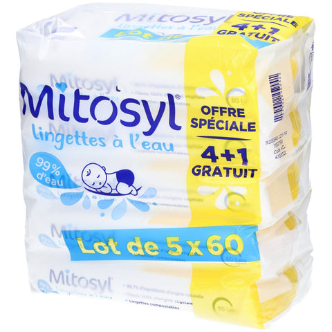 Mitosyl Water Wipes for Babies - 5 packs of 60 wipes - EG LABO