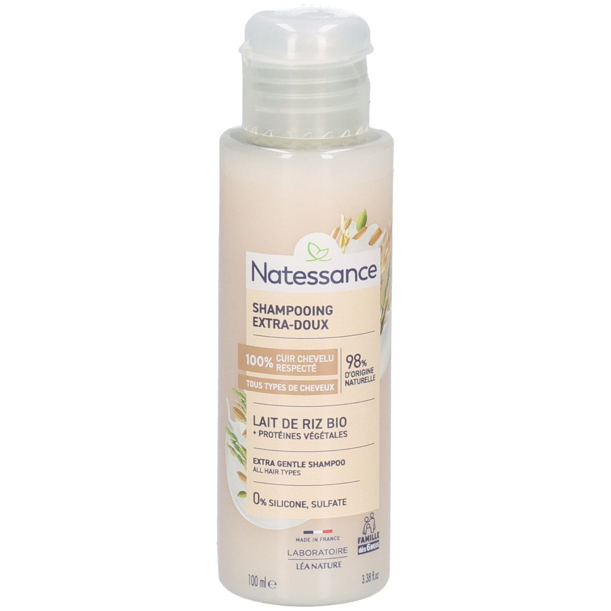 Natessance Shampooing extra-doux Lait de Riz Bio (100 ml)