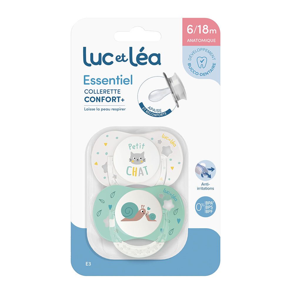 Luc et Léa Duo de sucettes anatomiques – Petit chat et Petit escargot (1 pièce)