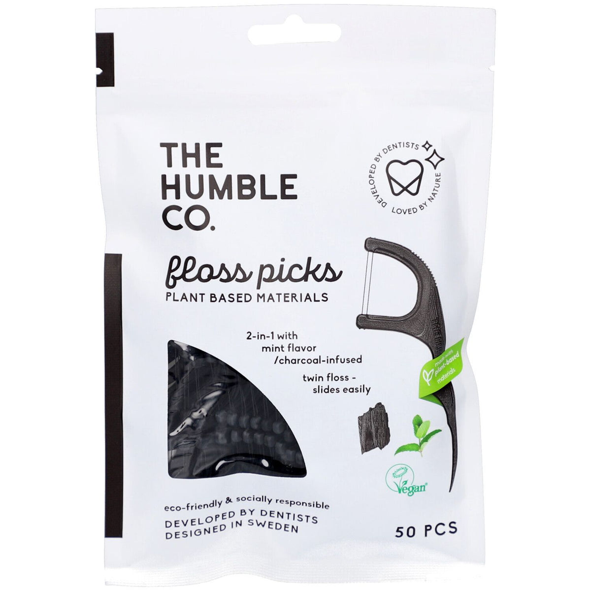 THE HUMBLE CO. cure-dents à fil dentaire charbon (1 pièce)