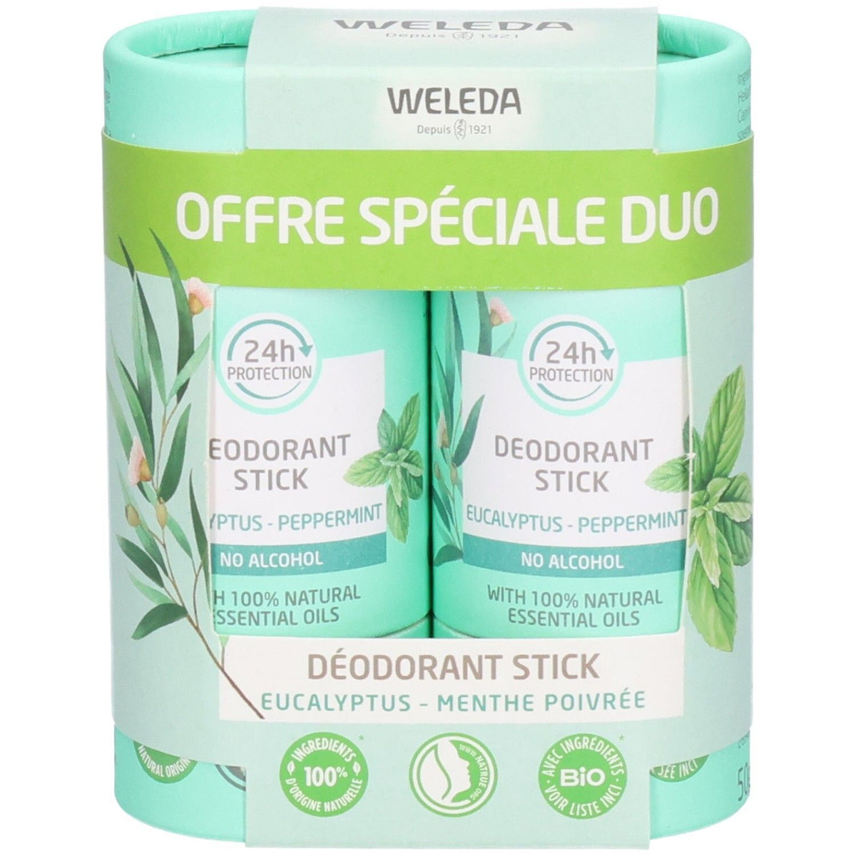 Weleda Déodorant solide 24H Eucalyptus Menthe poivrée