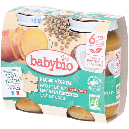 BABYBIO Hachis Végétal Patate Douce Lentilles Lait de Coco (400 g)
