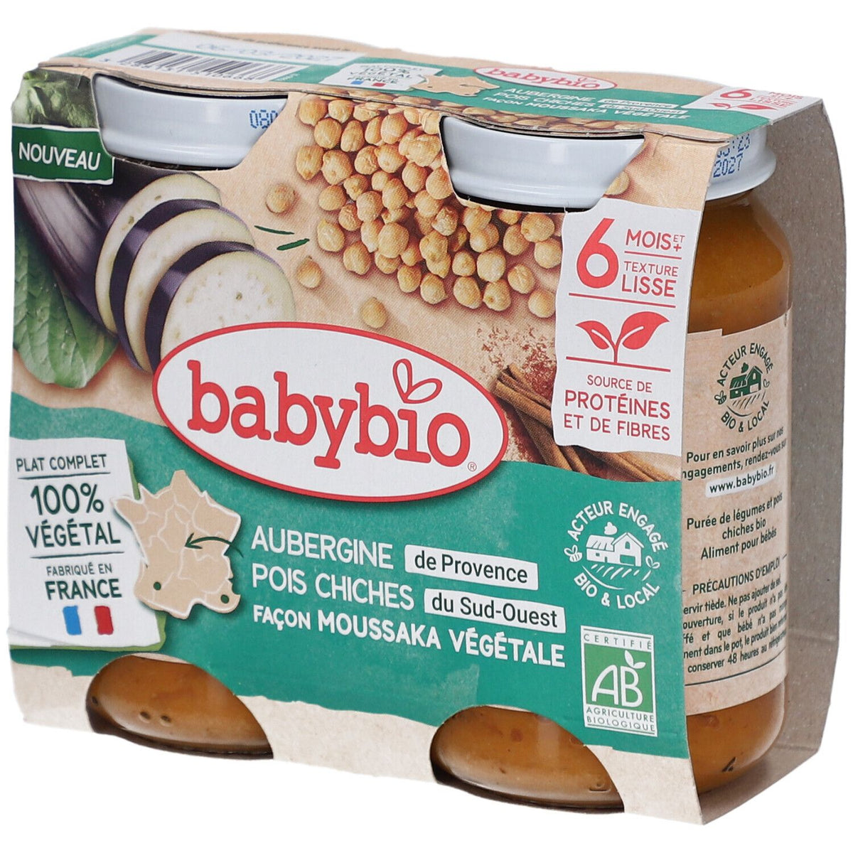 BABYBIO Aubergine Pois Chiche Façon Moussaka Végétale (400 g)