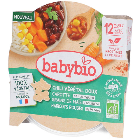 BABYBIO Chili Végétal Doux Carottes Grains de Maïs Haricots Rouges — 230 g