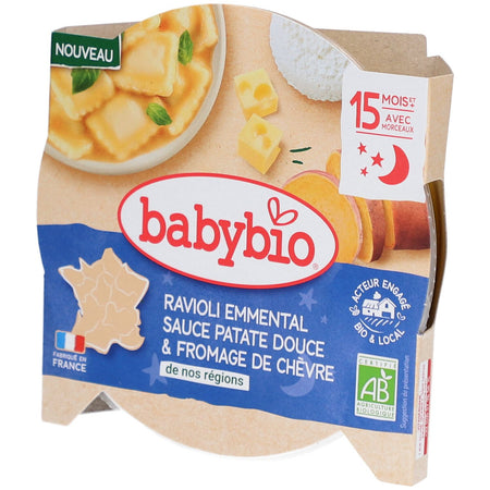 BABYBIO Ravioli Emmental Sauce Patate Douce & Fromage de Chèvre — 230 g