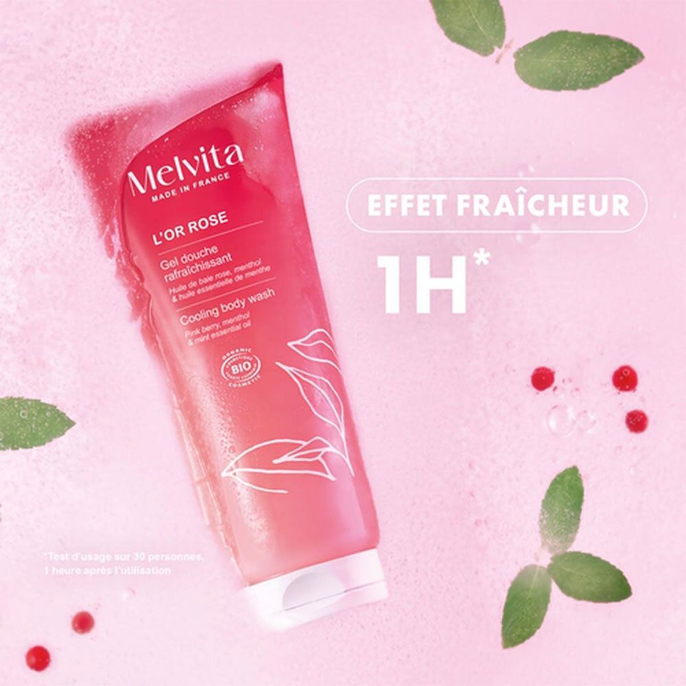 MELVITA Gel Douche Rafraîchissant l'Or Rose (200 ml)