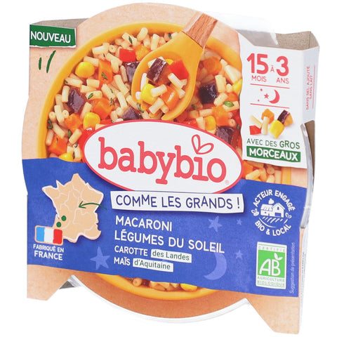 Babybio Good Night Macaroni Sun-Drenched Vegetables Carrot, Corn - 200g