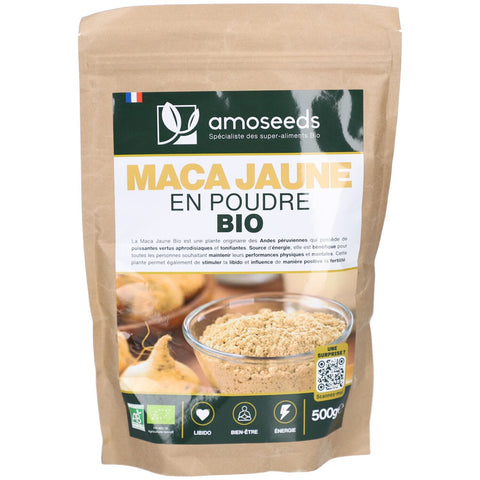 AMOSEEDS Maca jaune en poudre bio (500 g)