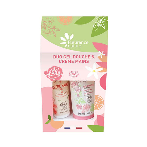 Fleurance Nature Duo gel douche et crème mains rose (1 pièce)
