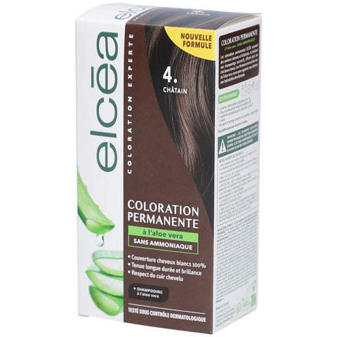 Elcéa Coloration permanente à l'aloe vera - 4. Châtain (140 ml)