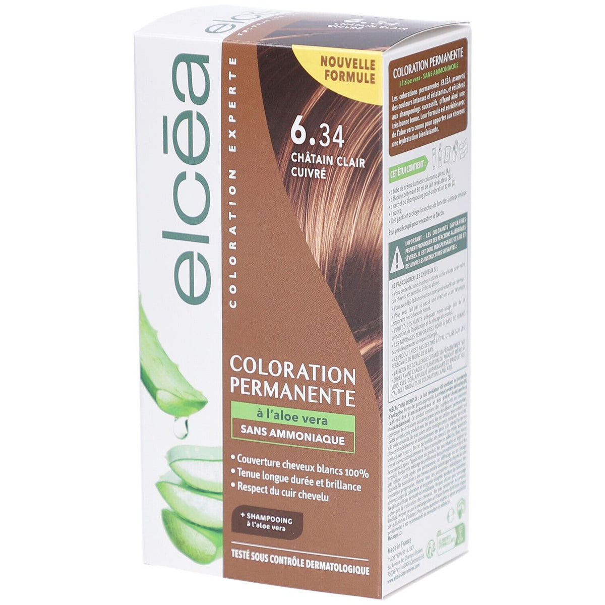 ELCEA Coloration Permanente Châtain Clair Cuivré – 6.34 (140 ml)
