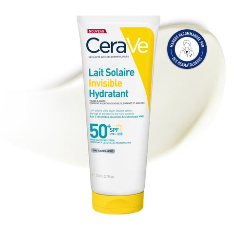 CeraVe Lait Solaire Hydratant Invisible SPF50+ Visage et Corps — 75 ml
