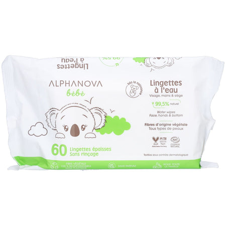 ALPHANOVA Lingettes à l’eau sans parfum – sans rinçage (1 pièce)