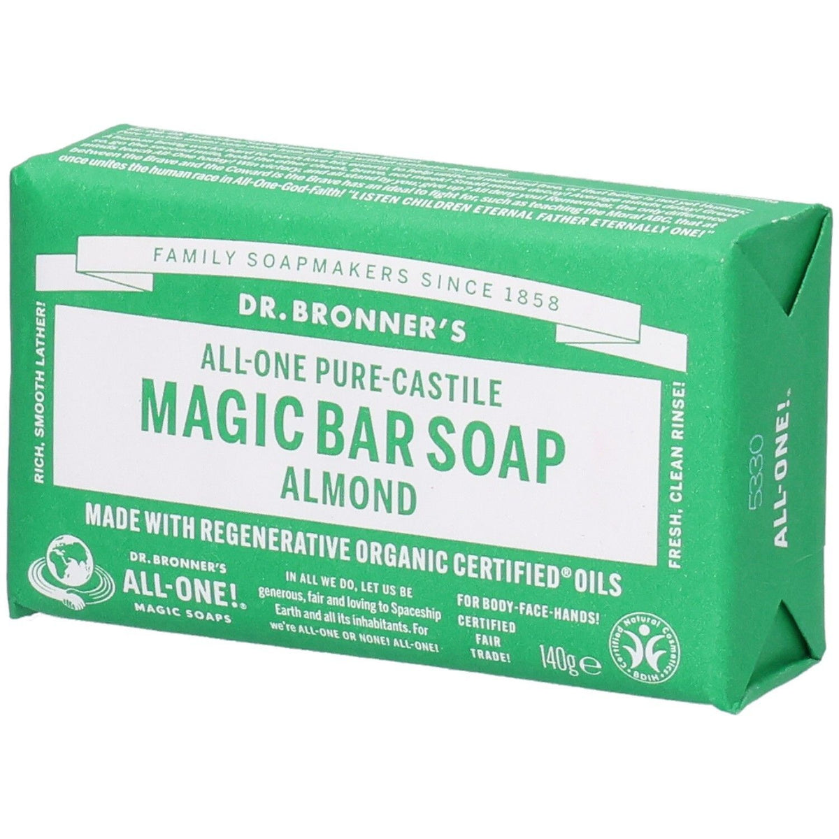 Dr. Bronner's Amande Pure-Castile savon magique en barre (140 g)