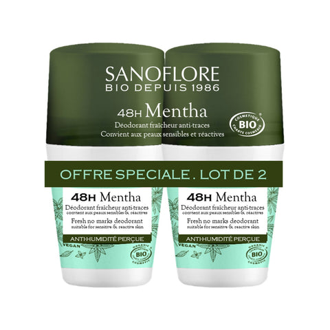 Sanoflore Mentha 48h Deodorant - pack of 2x50 ml