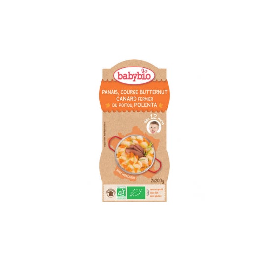 Babybio Menu du Jours dès 12 Mois Bols Panais Courge Butternut Canard Polenta 2x200 Grammes
