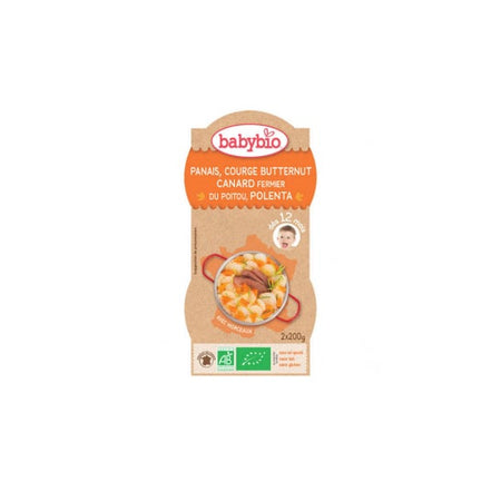 Babybio Menu du Jours dès 12 Mois Bols Panais Courge Butternut Canard Polenta 2x200 Grammes