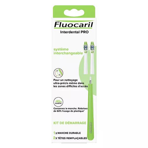 Fluocaril Interdental PRO Toothbrush Medium Kit 1 Durable Handle + 2 Replaceable Heads