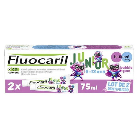 Fluocaril Junior 6-12 Years Bubble Gel Toothpaste, Pack of 2 x 75ml