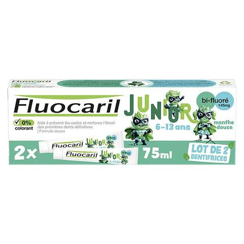 Fluocaril Junior, Toothpaste 6-12 years old, Mild Mint, 2x75ml