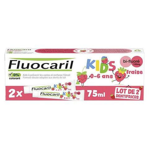 Fluocaril Kids 3-6 Years Strawberry Gel Toothpaste - Pack of 2 x 75ml