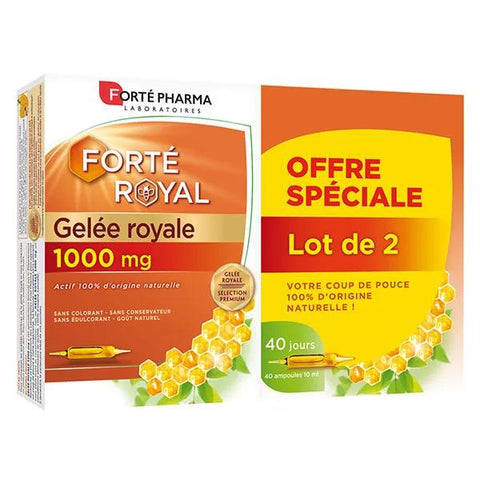 Forté Pharma Royal Jelly 1000mg Immunity Fatigue Defenses Pack 2x20 ampoules
