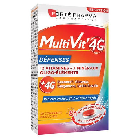Forté Pharma Multivit' 4G Defences Immunity Vitamin D Ginseng 30 tablets