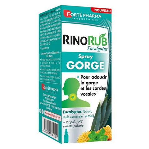 Forté Pharma RinoRub Irritated Throat Cough Spray Essential Oil Mint Honey 15ml