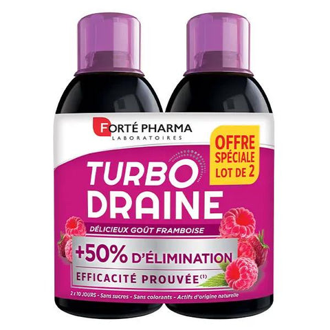 Forté Pharma TurboDraine Raspberry Draining Slimming Eliminator Pack of 2x500ml