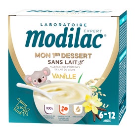 Modilac Mon 1er Dessert Sans Lait Vanille 6-36 Mois 10 Sachets