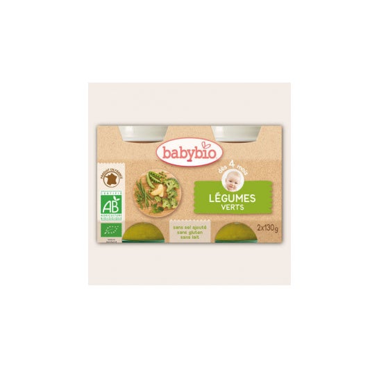 Babybio Petits Pots Légumes Verts Bio dès 4 Mois (2x130g)