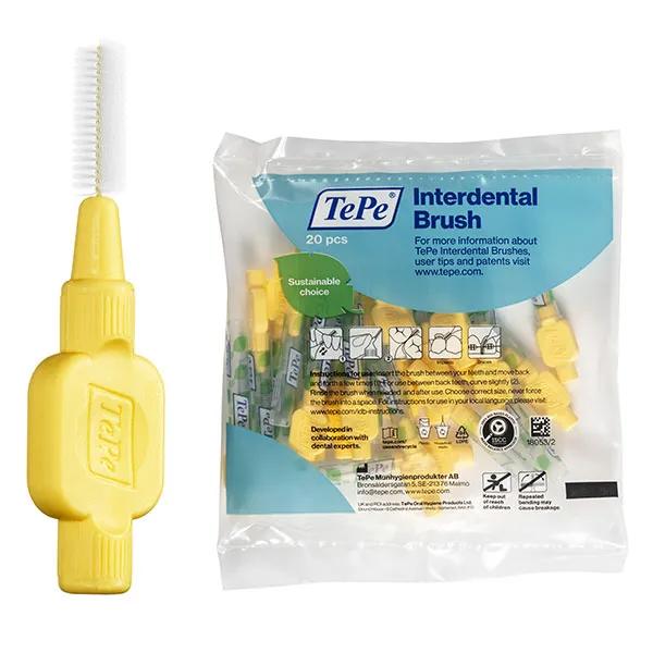 TePe Brossettes Interdentaires Extra-souples Jaune 0.7 mm (20 brossettes)