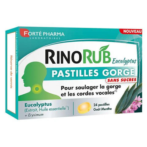 Forté Pharma RinoRub Sugar-Free Eucalyptus Throat Lozenges 24 lozenges
