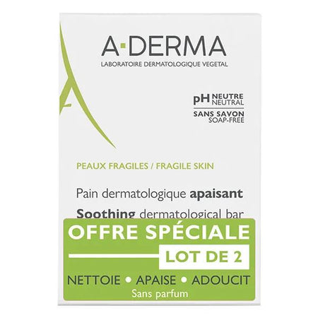 A-Derma Les Indispensables Pain dermatologique apaisant Avoine Rhealba® Offre duo 2X100gr