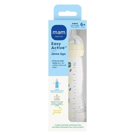 MAM Biberon Easy Active 2ème âge "Coloré" Pearl Tétine Débit X 330ml