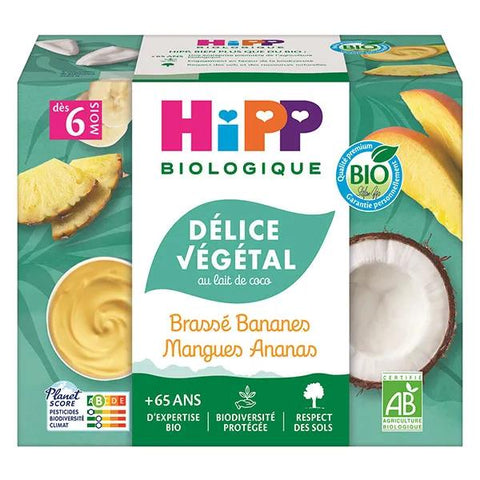 Hipp Brassé Végétal Bananes Mangues Ananas 4x100g