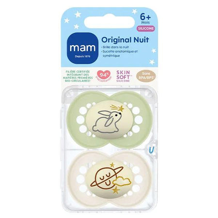 MAM Sucette Original Nuit 6+ mois Silicone X2