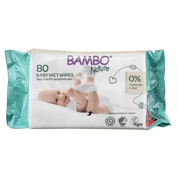 Bambo Nature Lingettes imprégnées 15x20cm 80 unités